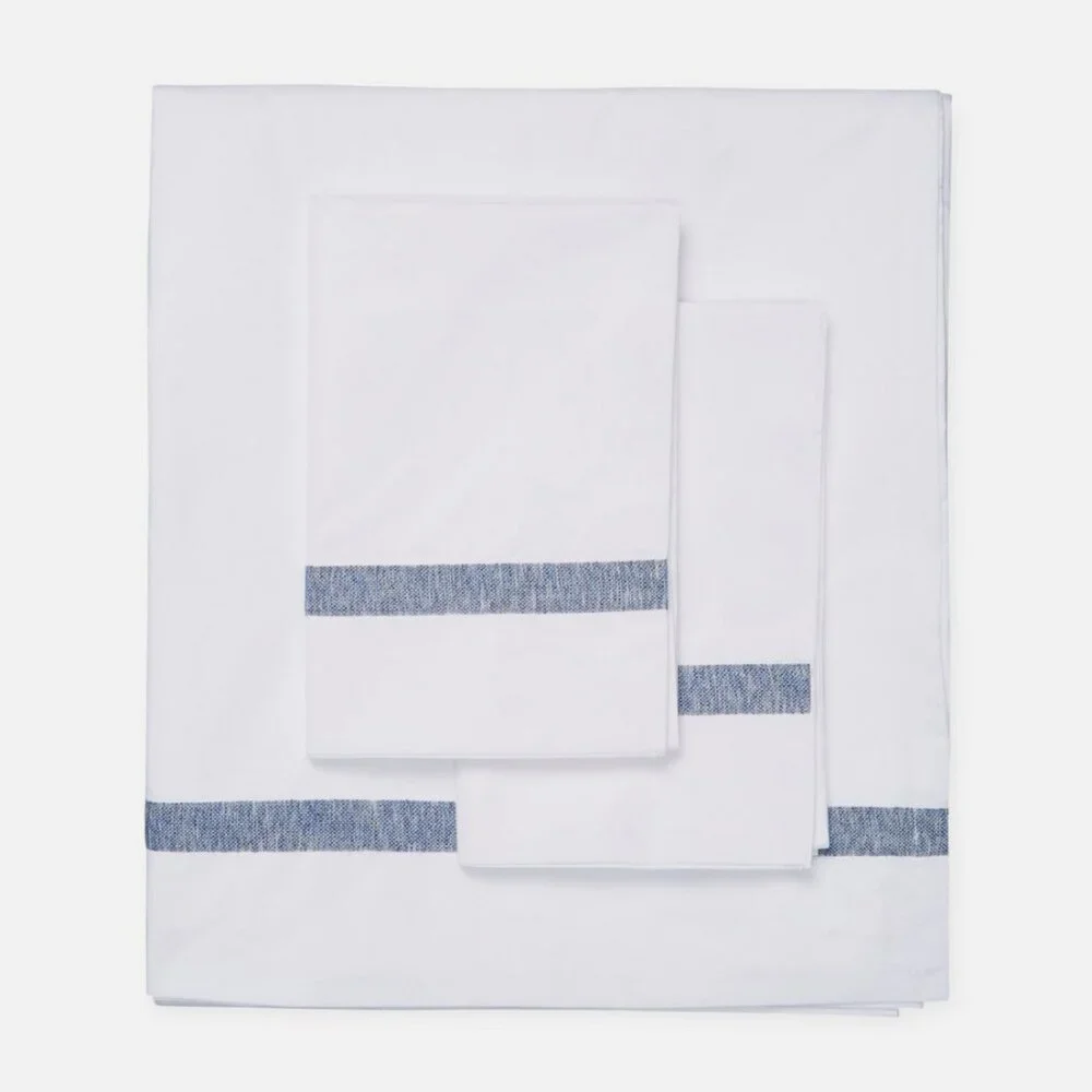 Maurizio Italy Tennis Speckle Queen Sheet Set Denim Blue